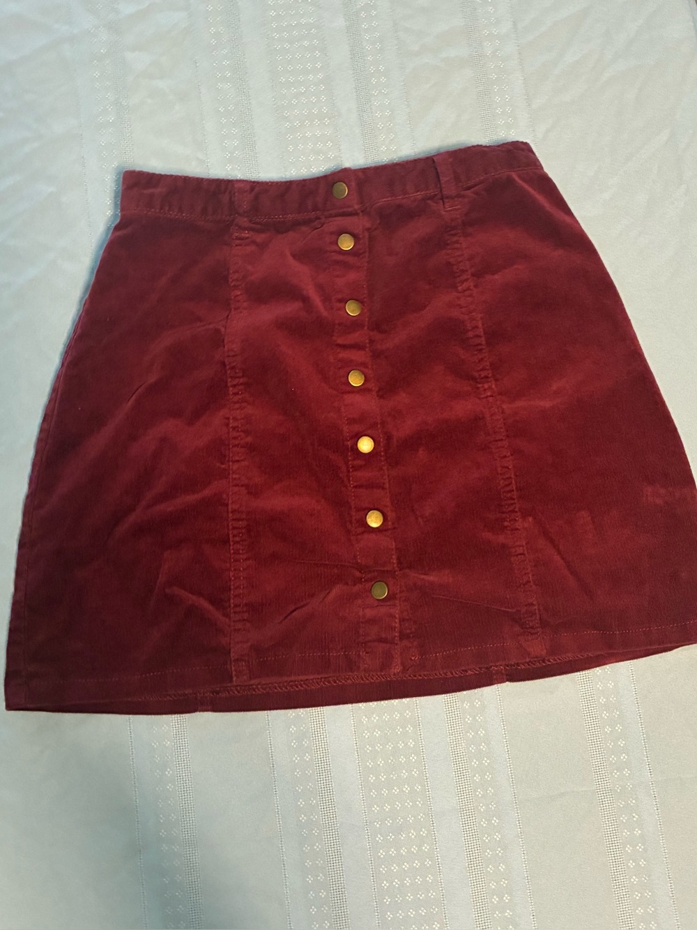 Forever 21 Burgundy Corduroy Button-Front Mini Skirt